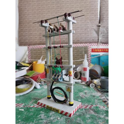 雙桿分支開關臺架變壓器線路模型 辦公教學的多功能精致擺件